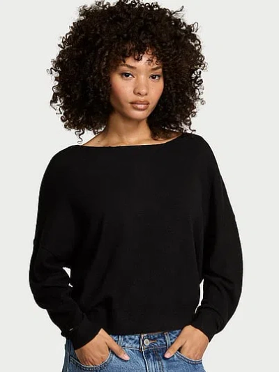 Victoria's Secret Knit Boatneck Sweater In Black