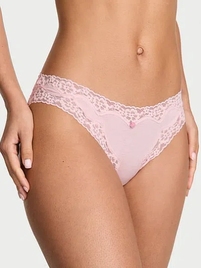 Victoria's Secret Lace Trim Cotton Lace-waist Bikini Panty In Pink