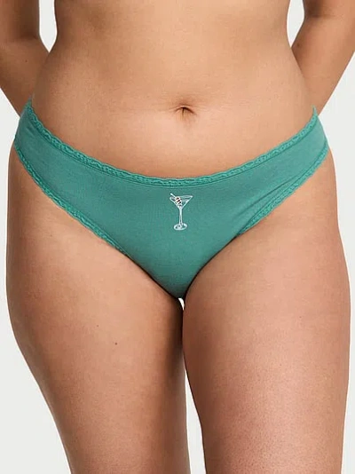 Victoria's Secret Lace Trim Cotton Lace-waist Bikini Panty In Print