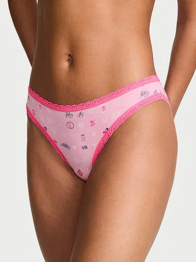 Victoria's Secret Lace Trim Cotton Lace-waist Bikini Panty In Print