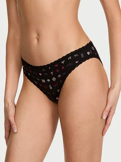 Victoria's Secret Lace Trim Cotton Lace-waist Bikini Panty In Print
