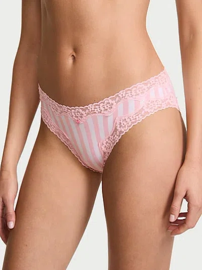 Victoria's Secret Lace Trim Cotton Lace-waist Bikini Panty In Print