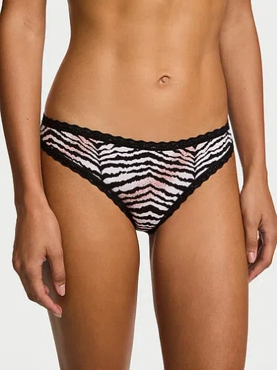 Victoria's Secret Lace Trim Cotton Lace-waist Bikini Panty In Print