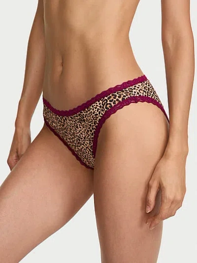 Victoria's Secret Lace Trim Cotton Lace-waist Bikini Panty In Print