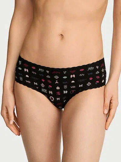 Victoria's Secret Lace Trim Cotton Lace-waist Cheeky Panty In Print