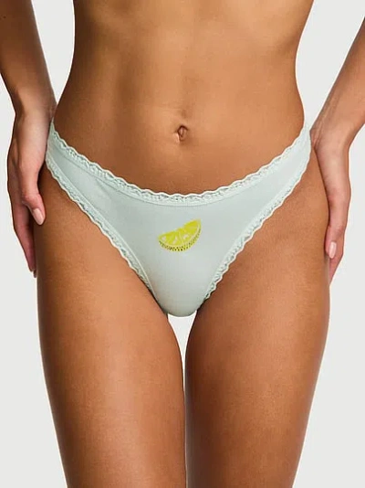 Victoria's Secret Lace Trim Cotton Lace-waist Bikini Panty In Blue