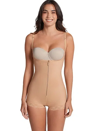 Victoria's Secret Leonisa Shapewear Firm Compression Open Bust Body Shaper Boyshorts In Neutral