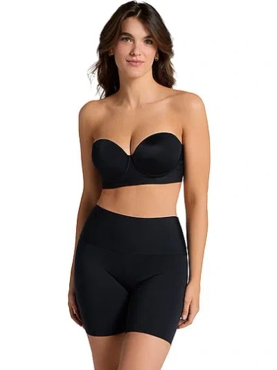 Victoria's Secret Leonisa Shapewear Moderate Compression Stay-in-place Seamless Slip Shorts In Black