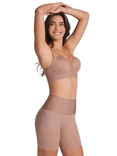 Victoria's Secret Leonisa Shapewear Moderate Compression Stay-in-place Seamless Slip Shorts In Brown