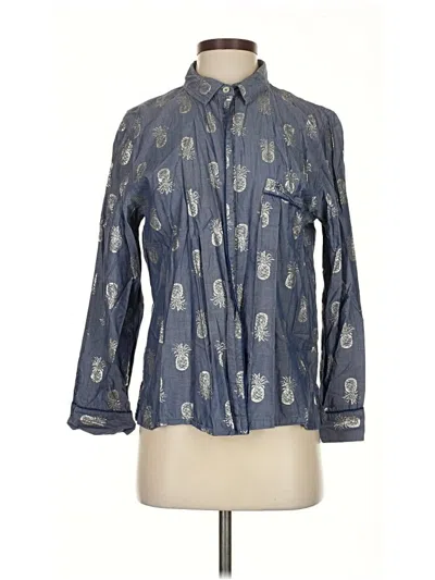 Pre-owned Victoria's Secret Long Sleeve Button Down Shirt In Blue