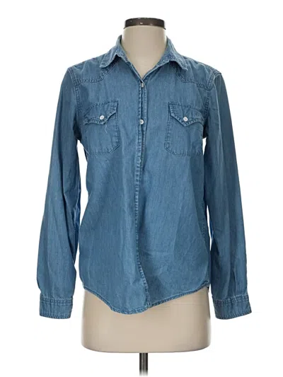 Pre-owned Victoria's Secret Long Sleeve Button Down Shirt In Blue