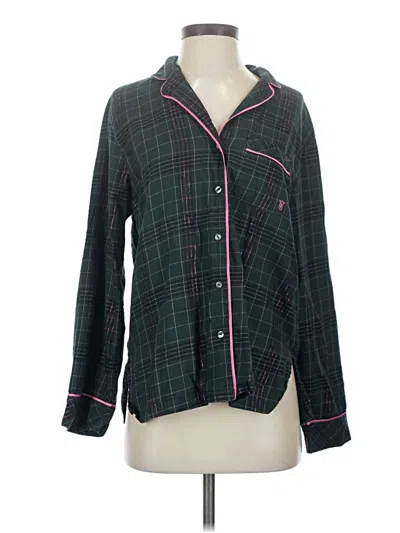 Pre-owned Victoria's Secret Long Sleeve Button Down Shirt In Green