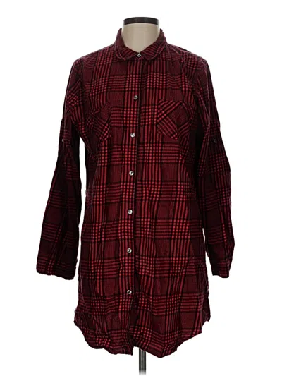 Pre-owned Victoria's Secret Long Sleeve Button Down Shirt In Red