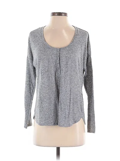 Pre-owned Victoria's Secret Long Sleeve Henley Shirt In Gray