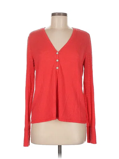 Pre-owned Victoria's Secret Long Sleeve Henley Shirt In Red