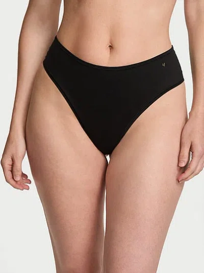 Victoria's Secret Love Cloud Mid-rise Thong Panty In Black