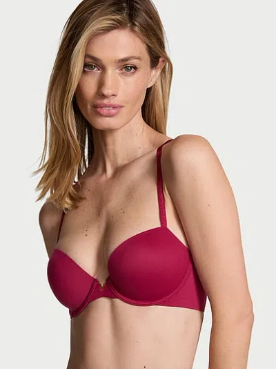 Victoria's Secret Love Cloud Smooth Lightly Lined Plunge Demi Bra In Burgundy