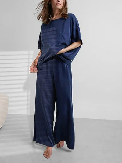 Victoria's Secret Lunya Washable Silk Tee Pant Set In Blue