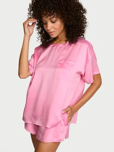 Victoria's Secret Lunya Washable Silk Tee Short Set In Pink