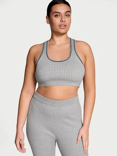 Victoria's Secret Luxe Cable-knit Bralette In Gray