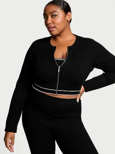 Victoria's Secret Luxe Cable-knit Cardigangan In Black