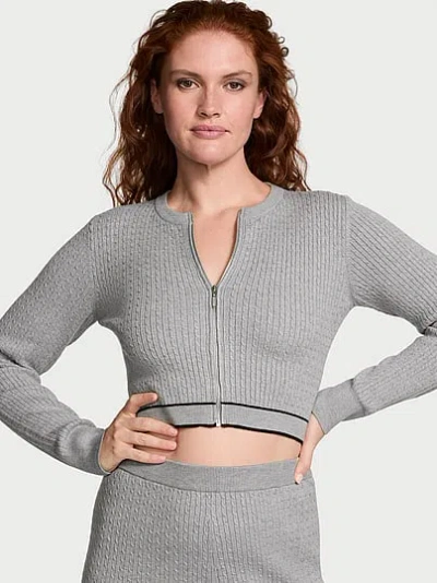 Victoria's Secret Luxe Cable-knit Cardigangan In Gray