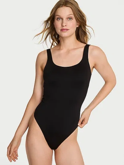 Victoria's Secret Luxe Contour Square-neck Bodysuit In Black