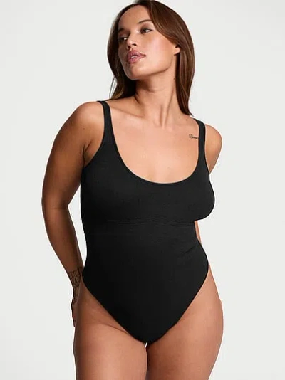 Victoria's Secret Luxe Crème Knit Plunge Bodysuit In Black