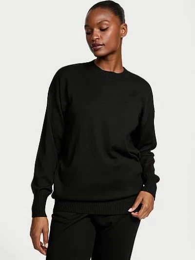 Victoria's Secret Luxe Knit Crewneck Sweater In Black