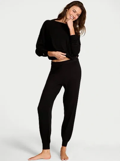 Victoria's Secret Luxe Knit Jogger Pants In Black