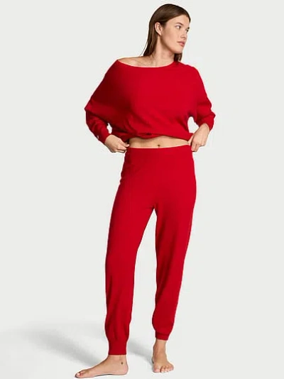Victoria's Secret Luxe Knit Jogger Pants In Red