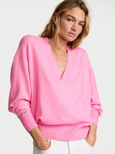 Victoria's Secret Luxe Knit Oversized V-neck Sweater In Pink
