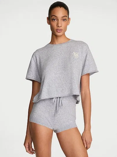 Victoria's Secret Luxe Knit Tee & Short Set In Grey
