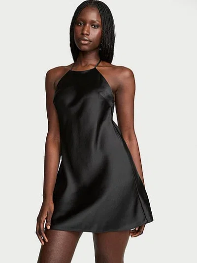 Victoria's Secret Luxe Satin Halter Mini Slip Dress In Multi
