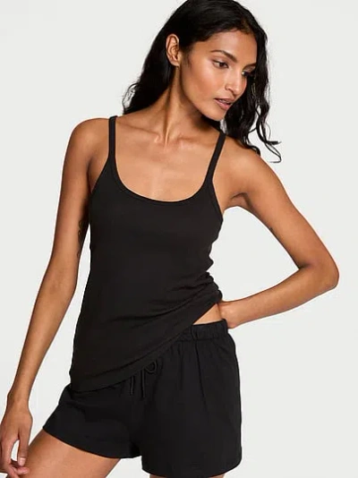 Victoria's Secret Mix & Match Sleep Perfect Ribbed Tank Top In Black