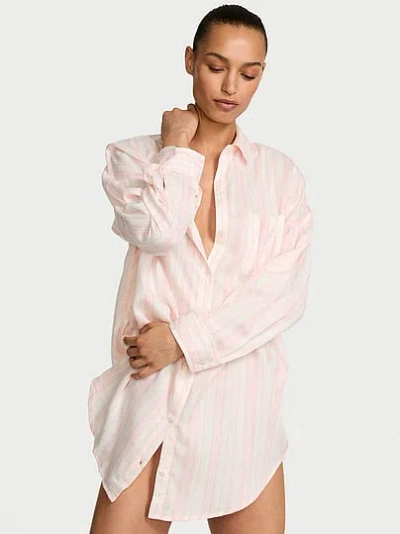Victoria's Secret Modal-cotton Button-front Sleepshirt In Multi