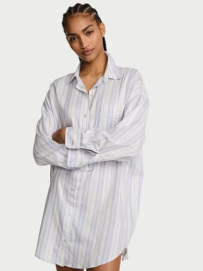 Victoria's Secret Modal-cotton Button-front Sleepshirt In White