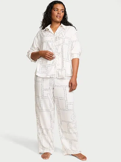 Victoria's Secret Modal-cotton Tie-front Long Pajama Set In Multi