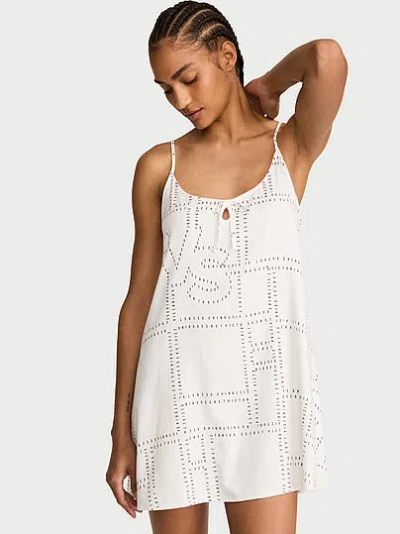 Victoria's Secret Modal-cotton Tie-front Slip Dress In White