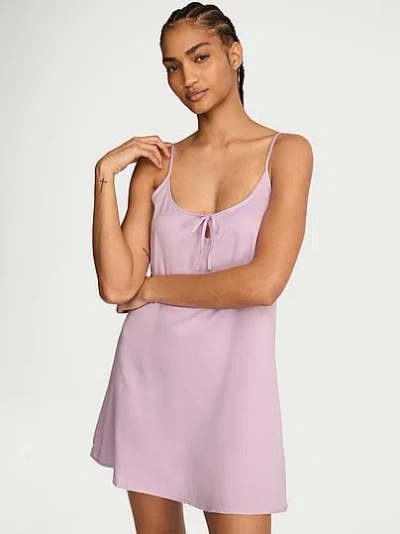 Victoria's Secret Modal-cotton Tie-front Slip Dress In Pink