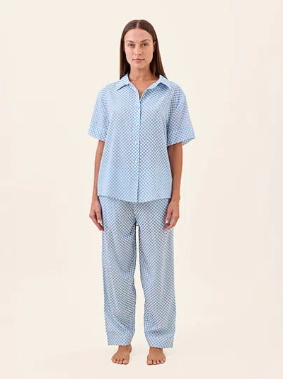 Victoria's Secret Papinelle Anais Short Sleeve Pant Set In Blue