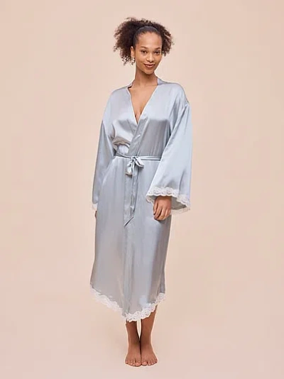 Victoria's Secret Papinelle Annabelle Satin Lace Maxi Robe In Blue