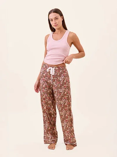 Victoria's Secret Papinelle Carly Floral Cotton Wide Leg Pants In Brown