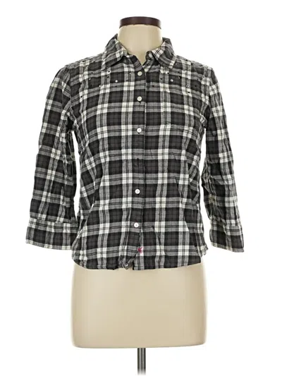 Pre-owned Victoria's Secret Pink 3/4 Sleeve Button Down Shirt In Gray