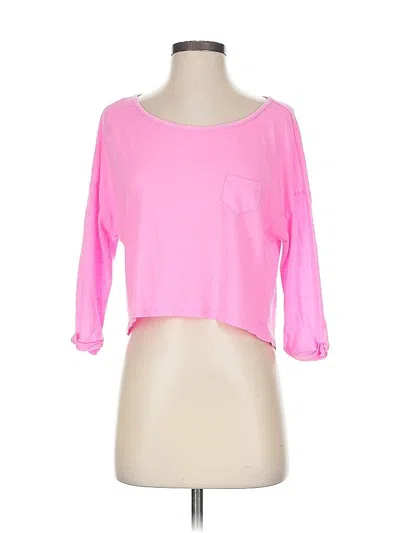 Pre-owned Victoria's Secret Pink 3/4 Sleeve T-shirt In Pink