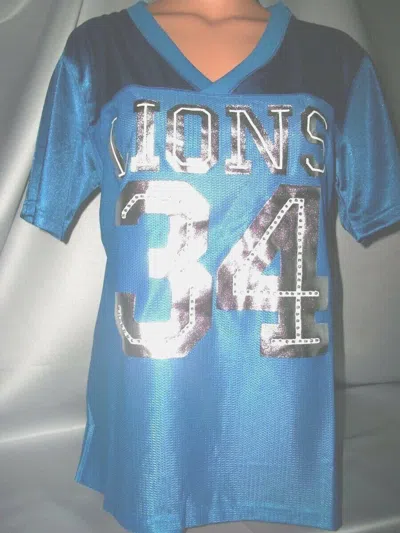 Pre-owned Victoria's Secret Victorias Secret Pink Bling Bling Detroit Lions Nfl Football Jersey M In Blue