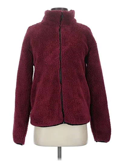 Pre-owned Victoria's Secret Pink Faux Fur Jacket In Burgundy