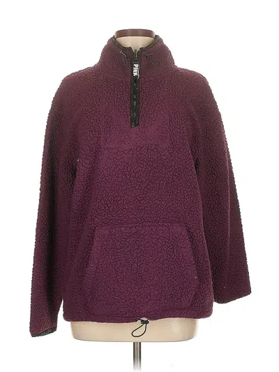 Pre-owned Victoria's Secret Pink Fleece Jacket In Burgundy