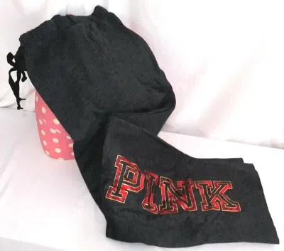 Pre-owned Victoria's Secret Victorias Secret Pink Graphic Boyfriend Slouchy Sweatpants Sweat Pant S In Gray