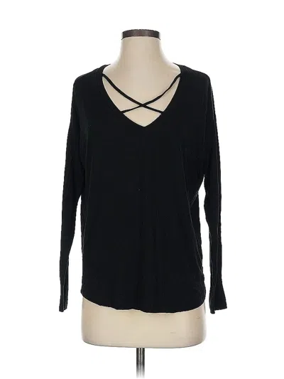 Pre-owned Victoria's Secret Pink Long Sleeve Top Black Open Neckline Tops
